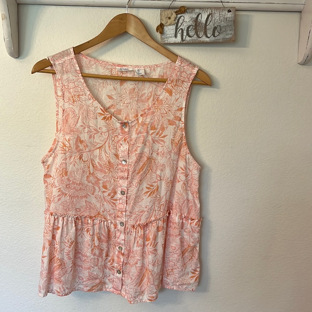 🌻 Sigrid Olsen Linen Peplum Top